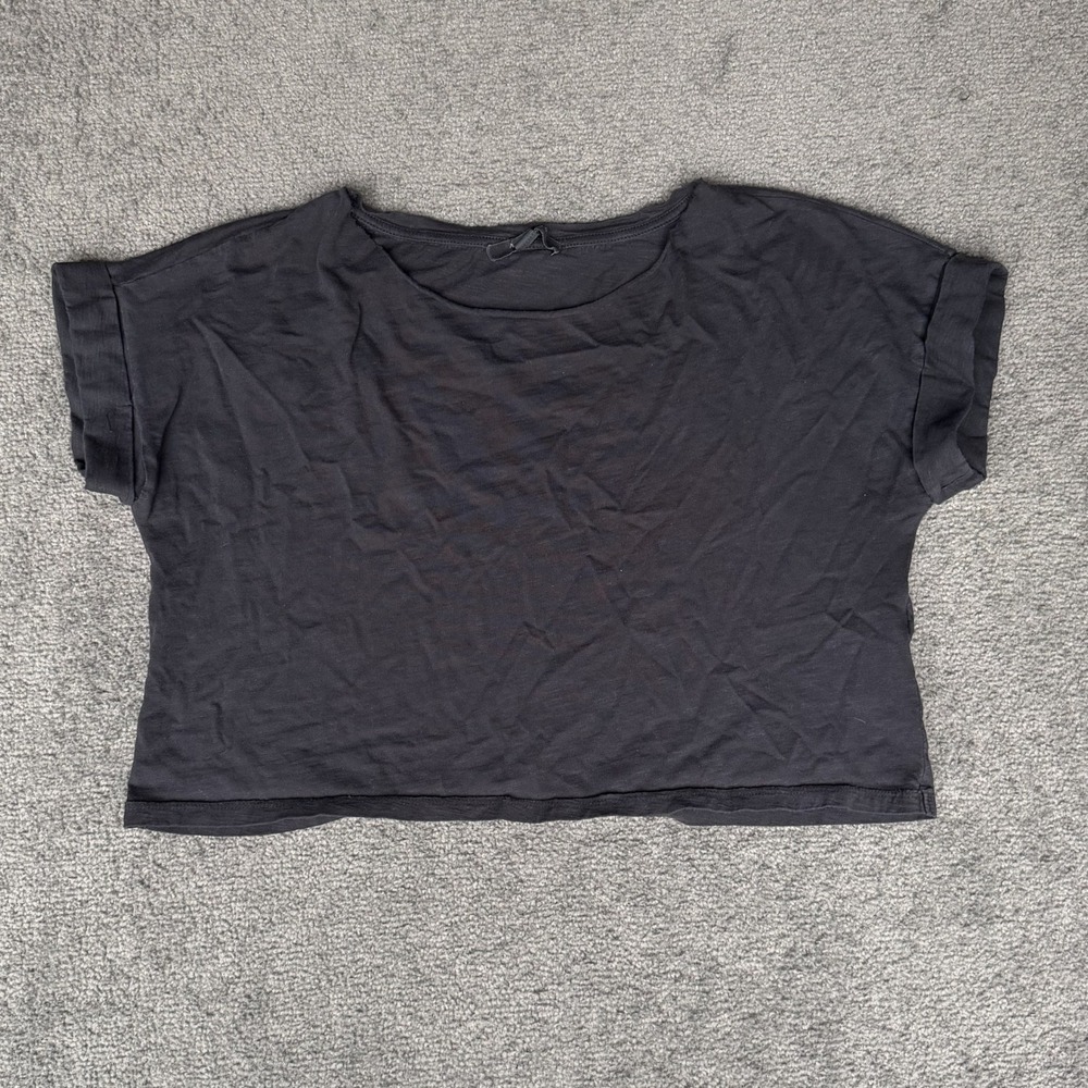 AllSaints Tyler Cropped Tee Black Cotton Boxy Short Sleeve Shirt XS WM471J